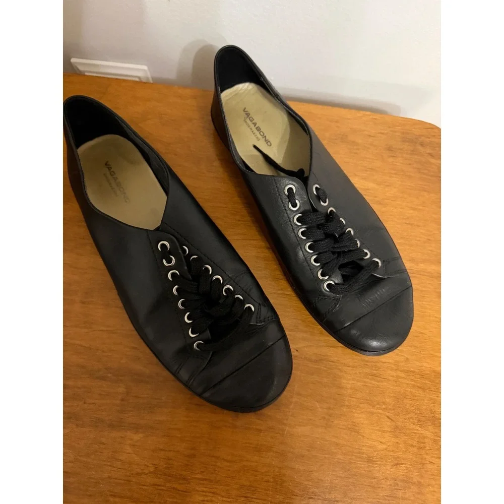 Vagabond Shoemakers Casey Black Leather Low Top Sneakers 4314-001-20 Womens 38‎
